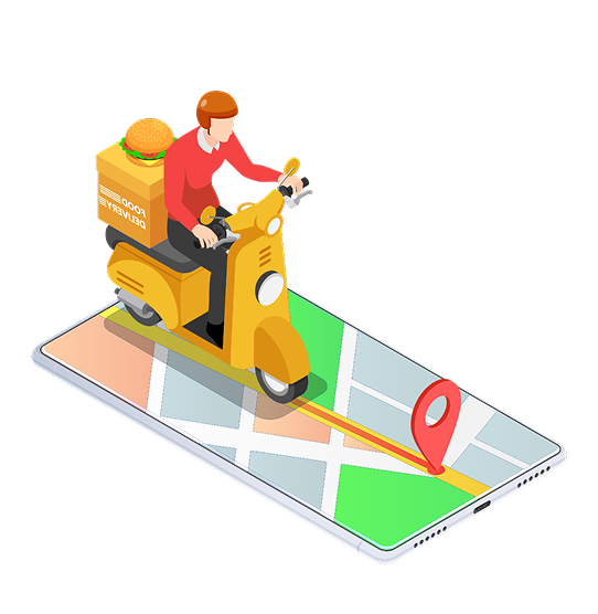 Ryde9ja delivery rider on phone map
