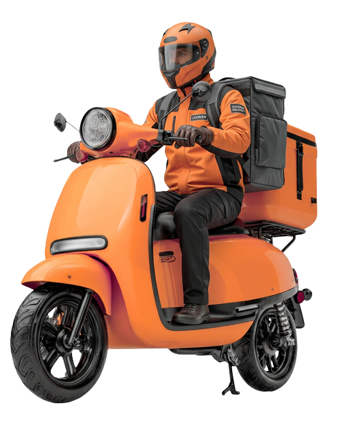 Ride9ja delivery rider on orange scooter